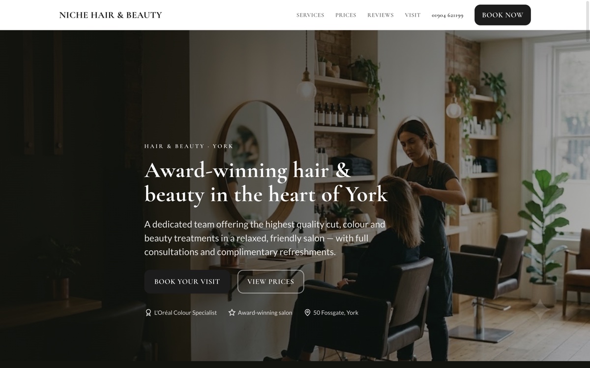 Rebuilt website for a hair and beauty salon